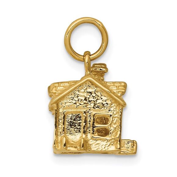 14k Yellow Gold 3D House Pendant - Picture 2 of 6